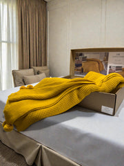 Luxe Gebreide Deken – Geel