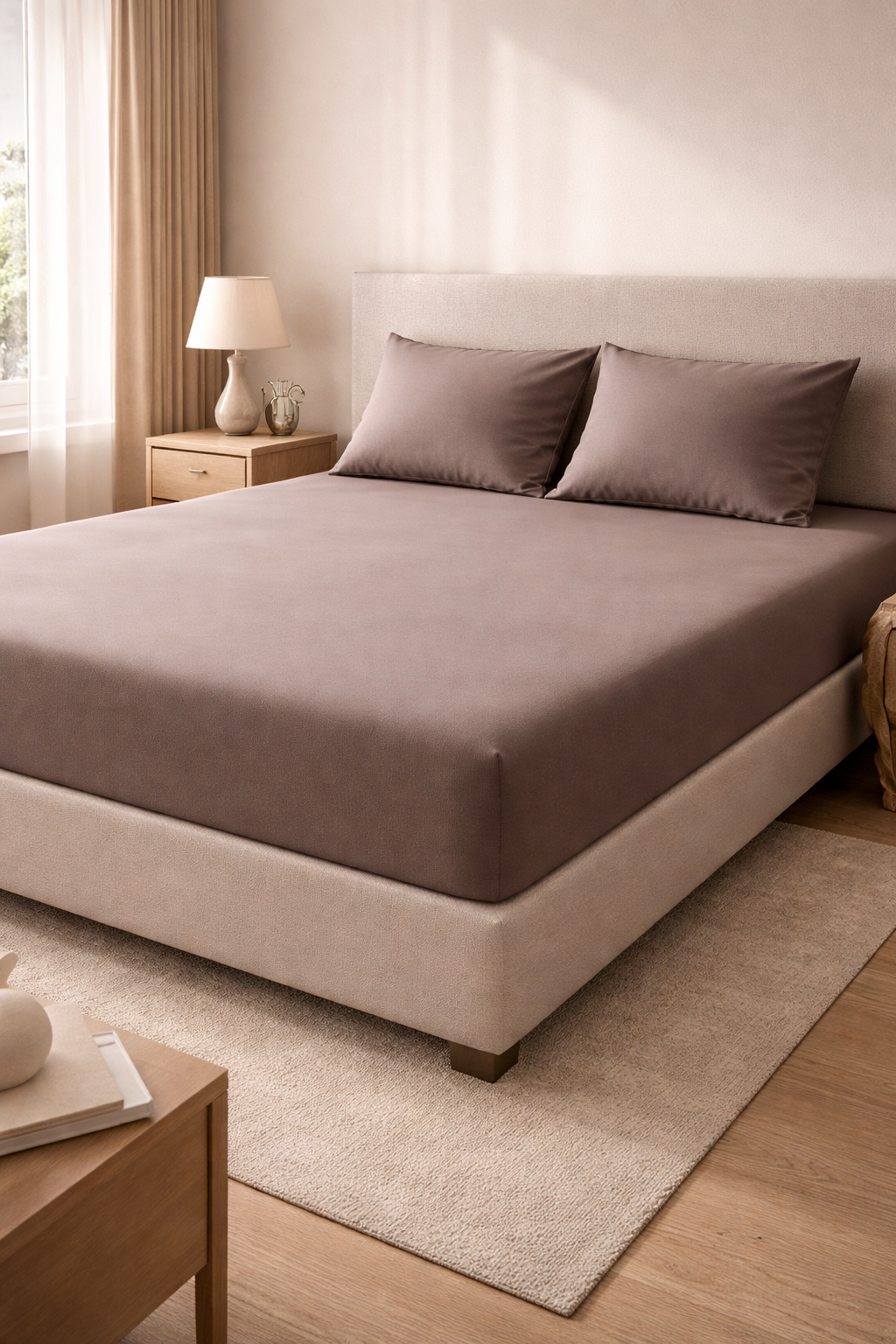 Premium Nude Hoeslaken Set met 2 Kussenslopen – Hotelkwaliteit en Ultiem Comfort