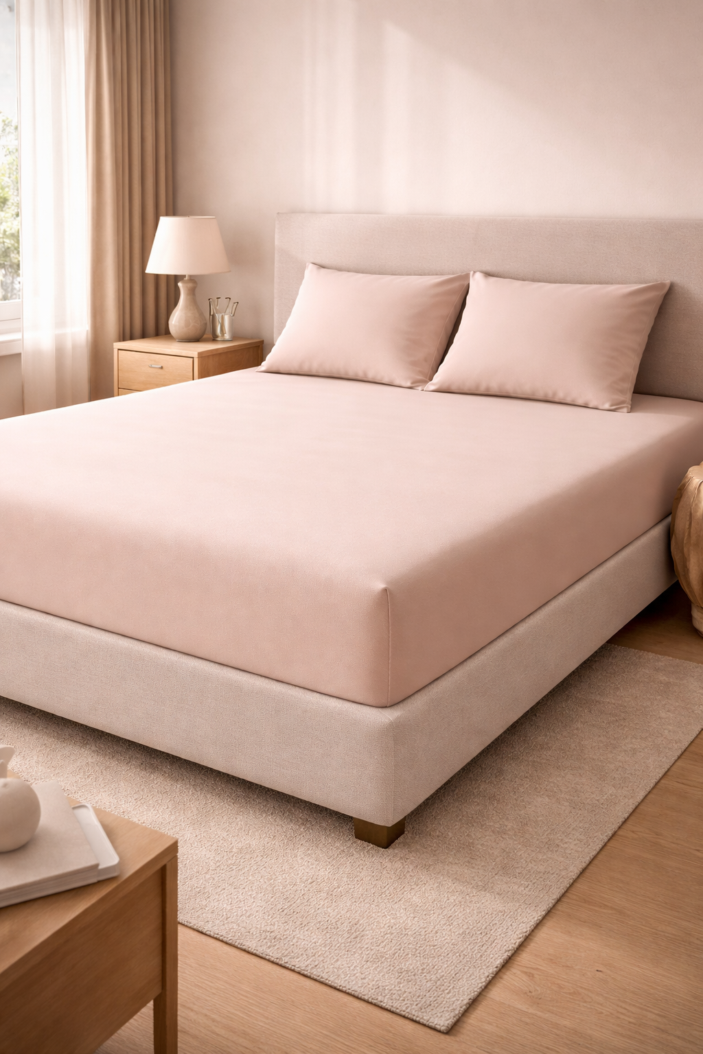 Premium Nude Hoeslaken Set met 2 Kussenslopen – Hotelkwaliteit en Ultiem Comfort