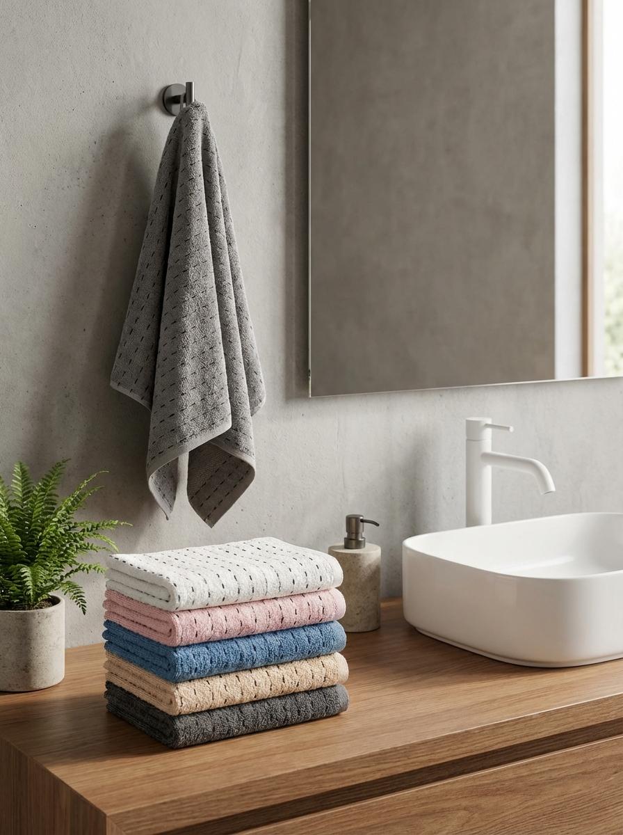 Ortum Life Premium Handdoekenset – Zacht Katoen met Stippelpatroon – 6-delig